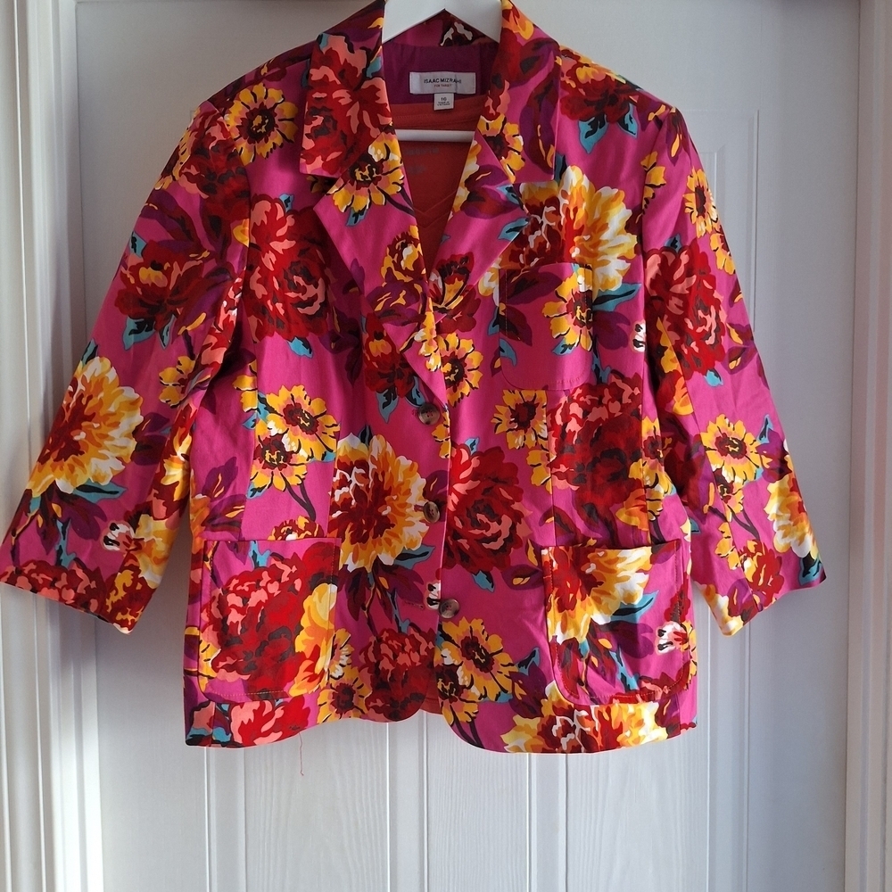 Isaac Mizrahi Pink and Red Floral Blazer